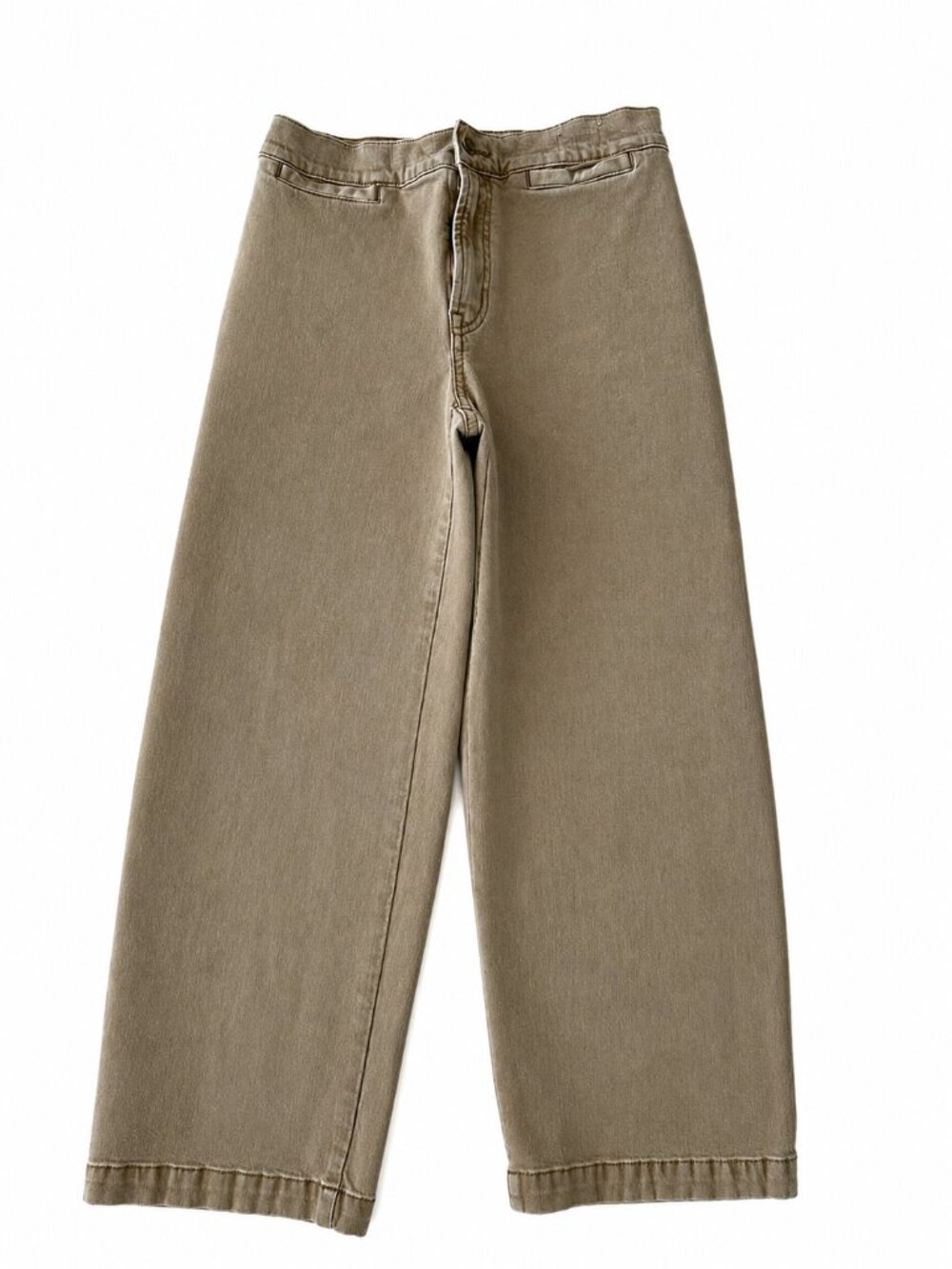 Madewell Emmett Wide-Leg Crop Pants P27 Khaki High Rise Stretch Twill